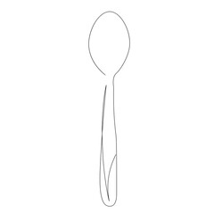 Spoon line drawing on white background, vector illustration