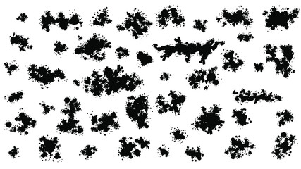 Black Set Spray Collection Different Paint Splatter And Blob Splash Blot Element With Different Shapes Vector Object Brush Design Style