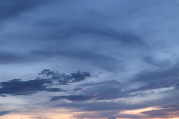 blue sky and blue clouds  with sunset was background.
