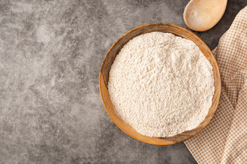 Whole grain flour isolated. Baking ingredient for pastry and bread.