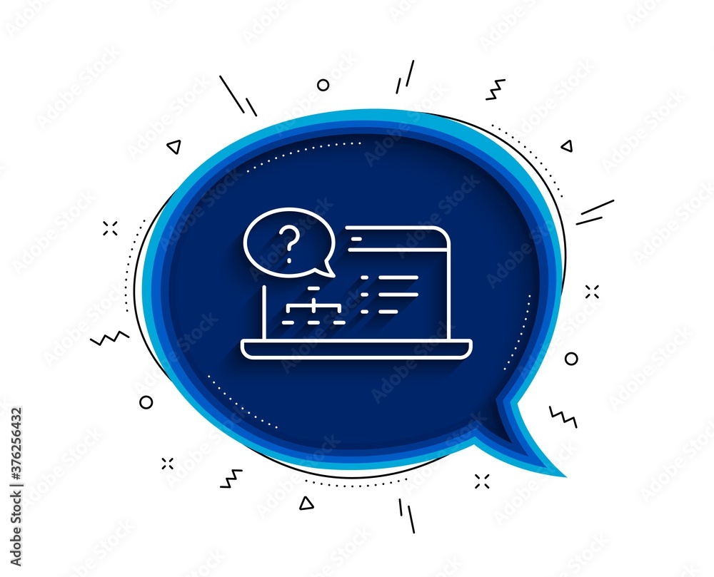 Poster question mark line icon. chat bubble with shadow. online quiz test sign. thin line online help icon.
