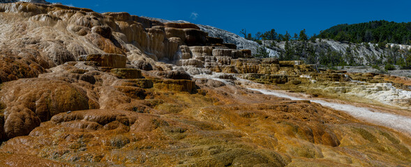 Mound and Jupiter Terraces in the Mammoth Hot Springs Area, Yellowstone National Park