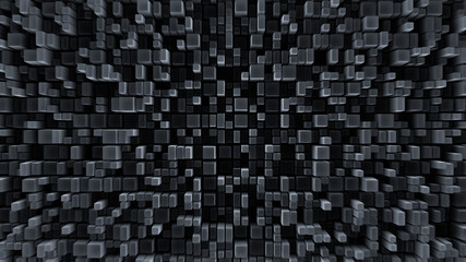 Black abstract squares backdrop. Black 3d abstract background with squares