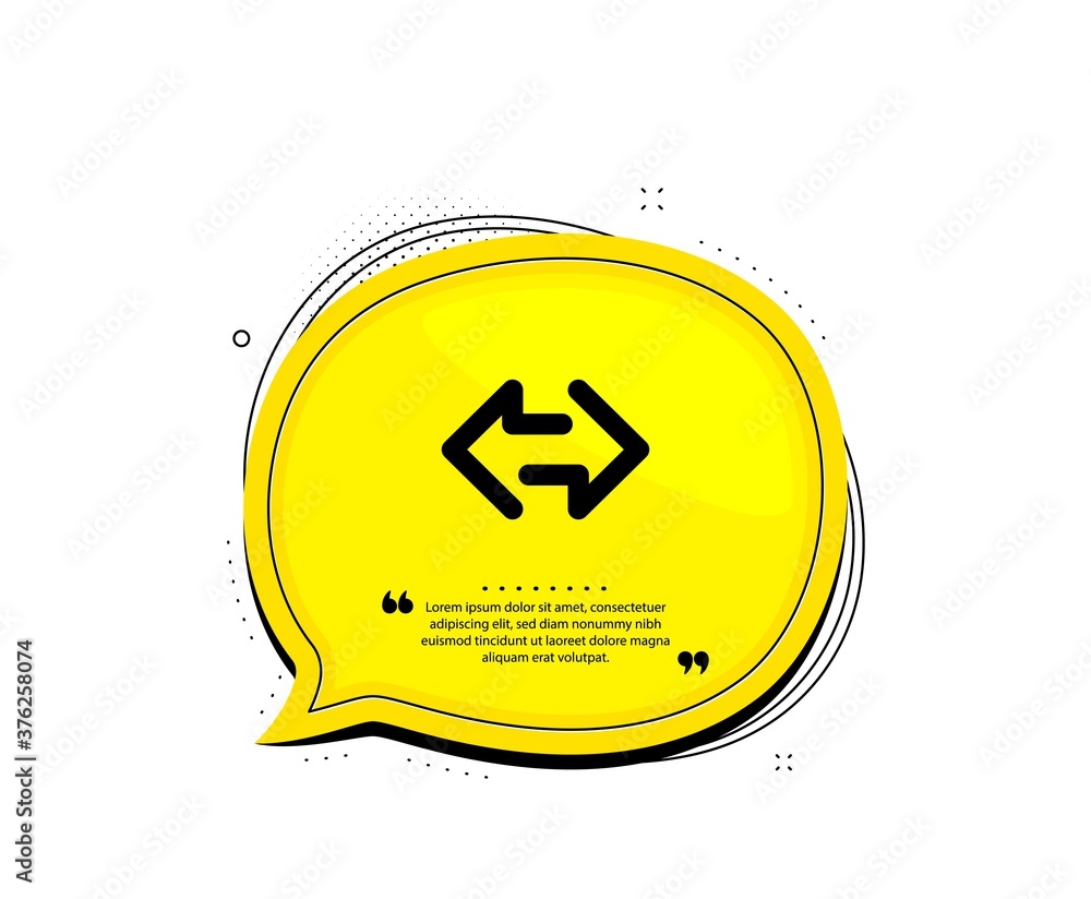 Poster sync arrows icon. quote speech bubble. communication arrowheads symbol. navigation pointer sign. quo