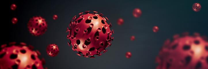 Coronavirus 3D render, COVID-19 pandemic