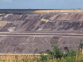 Lignite mining, surreal landscape in Garzweiler in Germany, searching for brown coal
