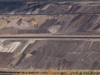 Lignite mining, surreal landscape in Garzweiler in Germany, searching for brown coal