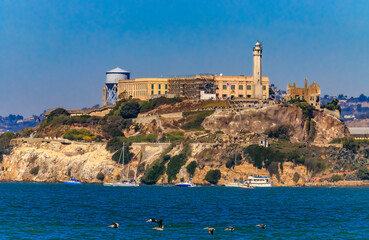 The famous Alcatraz Island, former prison in San Francisco Bay, California, USA