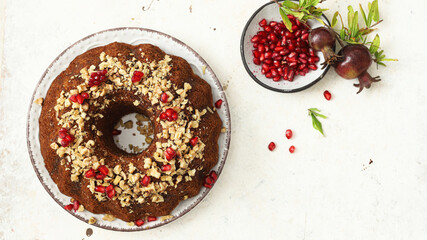 Honey cake with apples and cinnamon for Rosh Hashanah 