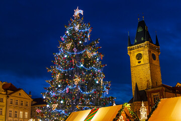 Christmas tree on Old Town Square in Prague, Czech Republic