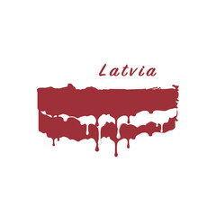 Painted Latvia flag, Latvia flag paint drips. Stock vector illustration isolated on white background