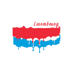 Painted Luxembourg flag, Luxembourg flag paint drips. Stock vector illustration isolated on white background