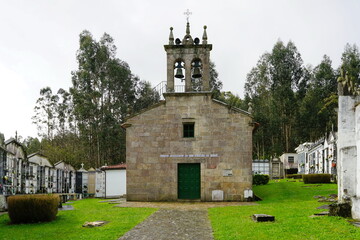 Fototapeta na wymiar Church of 'San Esteban de Paleo', in the municipality of Carral