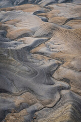 Valleys of eroded and dry riverbeds in Utah