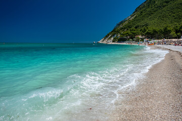 The beautiful sea of Portonovo in Conero, Ancona province, Marche region.