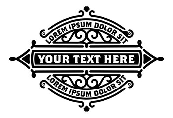 Logo template elegant with ornament lines. Sign for Restaurant or other business