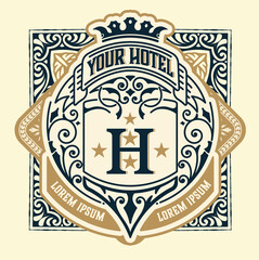 Logo template elegant with ornament lines. Sign for Restaurant or other business