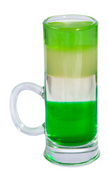 Cocktail shot in a glass on a white background