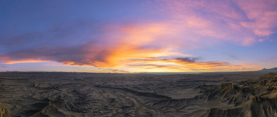 Aerial panorama from skyline view in Utah at sunrise