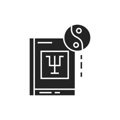 Psychology courses black glyph icon. Mental health. E-learning. Self improvement. Pictogram for web page, mobile app. UI UX GUI design element.