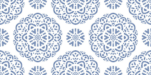 Abstract oriental pattern in boho style, endless geometric background. - 376265079