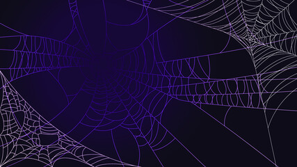 Spider Web On Dark Background Halloween Design Elements Spooky Scary Horror Decor Vector