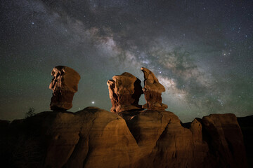 Milky Way Galaxy behind goblins in Devils Garden