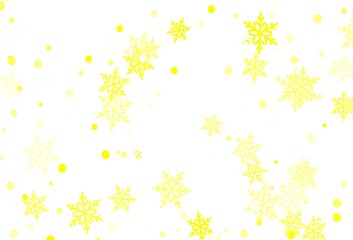 Light Green, Yellow vector template with ice snowflakes.