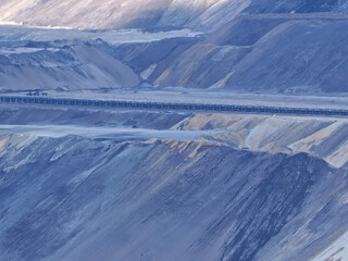 Lignite mining, surreal landscape in Garzweiler in Germany, searching for brown coal