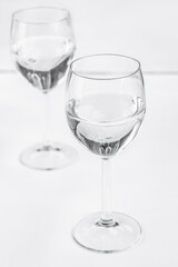 Wine glasses on a white background.