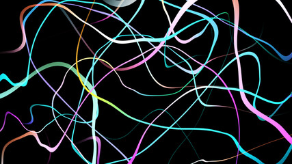 Multi color curve wave line gradient abstract on black background.