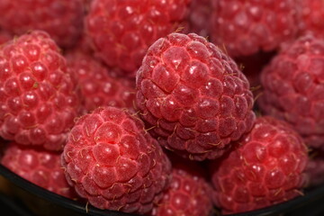 Red natural and fresh raspberries