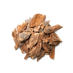 Heap of Pine Tree Bark Chip Isolated