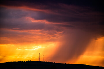 dramatic stormy sunset background summer storm