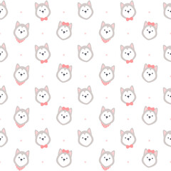 Adorable siberian husky seamless pattern background © AomAm