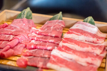 Raw Meat on Plate, prepared for BBQ