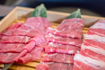 Raw Meat on Plate, prepared for BBQ
