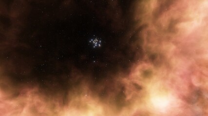 Space background with realistic nebula and shining stars. Colorful cosmos with stardust and milky way. Magic color galaxy. Infinite universe and starry night. 3d Render