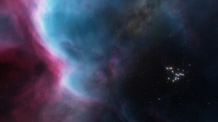 Fototapeta na wymiar Space background with realistic nebula and shining stars. Colorful cosmos with stardust and milky way. Magic color galaxy. Infinite universe and starry night. 3d Render