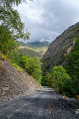 Dirt road in the mountains of Upper Khevsureti, Georgia