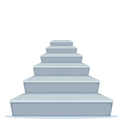 Grey concrete staircase. Stair template front view, vector illustration isolated on white.