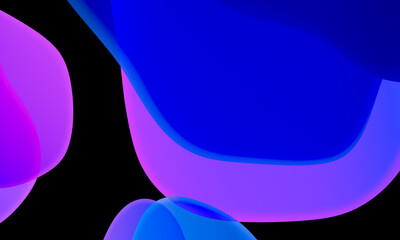 Abstract geometric fluid blue purple color gradient on black background. Trendy design graphics used for wallpaper screen tablet and phone. Dark mode.