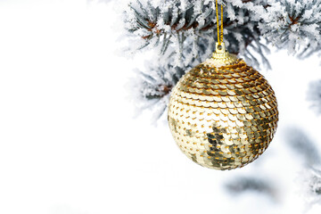 Christmas decorations on the pine branch