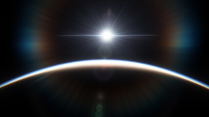 alien Planet, fantasy landscape, view from the surface of an exo-planet, science fiction landscape, 3d Render