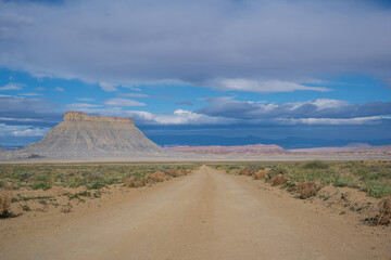 Dirt road leading towards Factory Butte