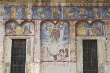 Fototapeta na wymiar Fresco on the outer wall of the Saint Nicholas Church from Brasov Transylvania, Romania
