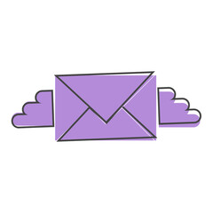 Vector envelope icon. E-mail message illustration cartoon style on white isolated background.