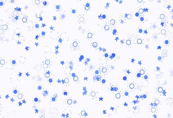 Light Purple vector template with doodle stars, suns.