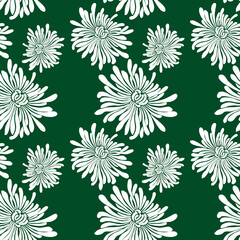 Seamless background of decorative white chrysanthemums