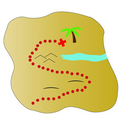 illustration of a pirate treasure map with path and cross markings on it